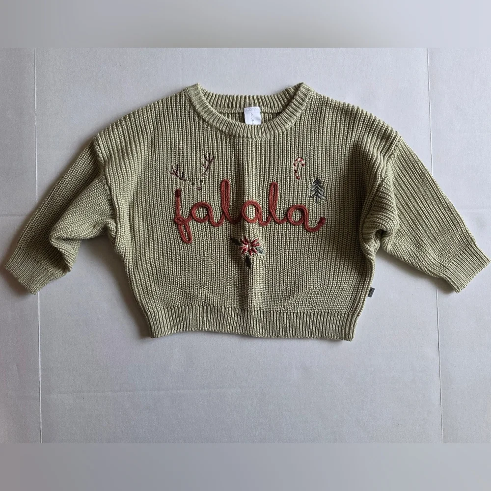 Modern Moments Baby Holiday Sweater 12 Months Fa La La Embroidered Knit Pullover